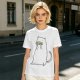 Olive T-Shirt With White Cat Playing Harmonica Graphic