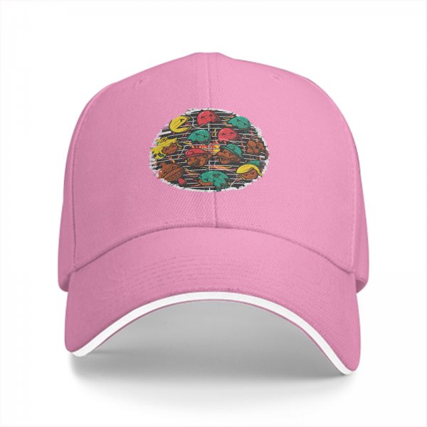 Black baseball cap with retro video game character grill print