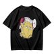 Oversized Olive T-Shirt with Saitama 'OK' Anime Graphic Print