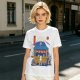 Olive t-shirt with cat ramen stall and Mount Fuji graphic