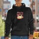 Black hoodie with cartoon raccoon graphic print