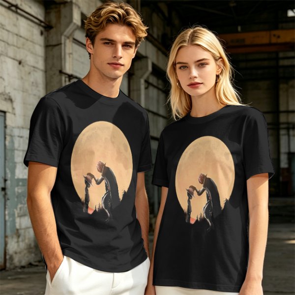 Olive T-Shirt With Moonlit Cowboy Silhouette Graphic