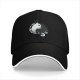 Black Baseball Cap With Yin Yang Cats Graphic Design