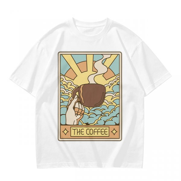 Oversized Dark Green T-Shirt With The Coffee Tarot Card Style Print