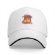Black baseball cap with flame and banner graphic design