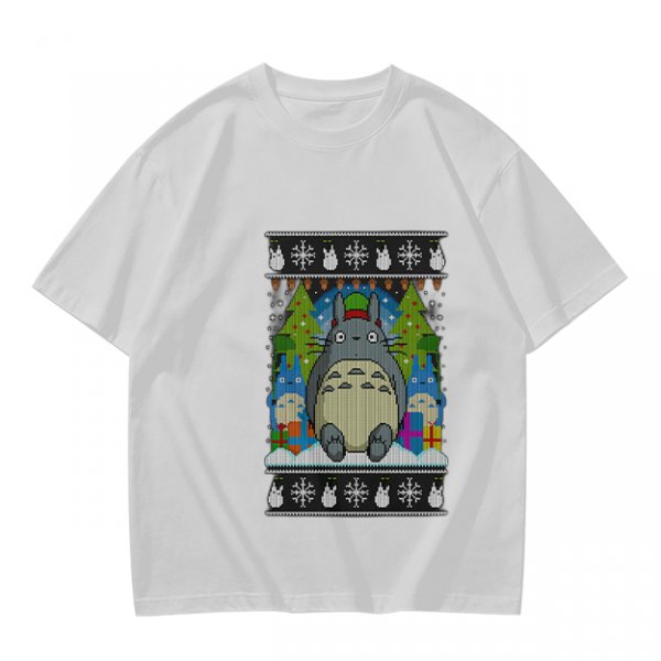 Totoro Christmas Ugly Sweater Style Graphic T-Shirt