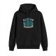 Black hoodie with 'Welcome to Planet Earth where everything is now a subscription' print