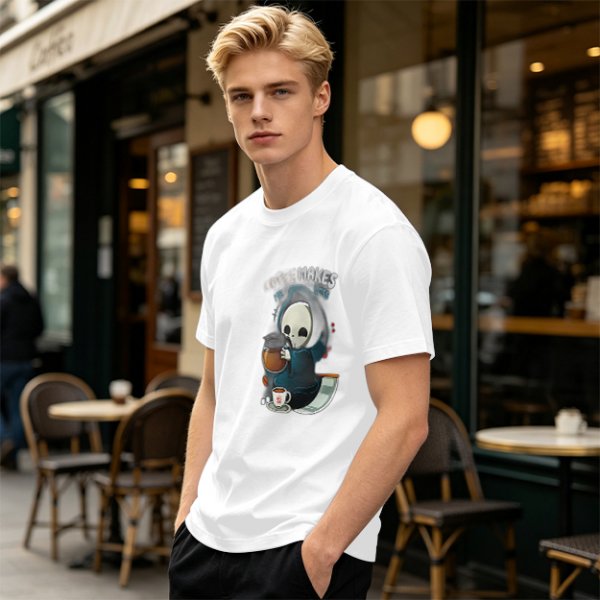 Cute Grim Reaper Coffee Lover Graphic T-Shirt