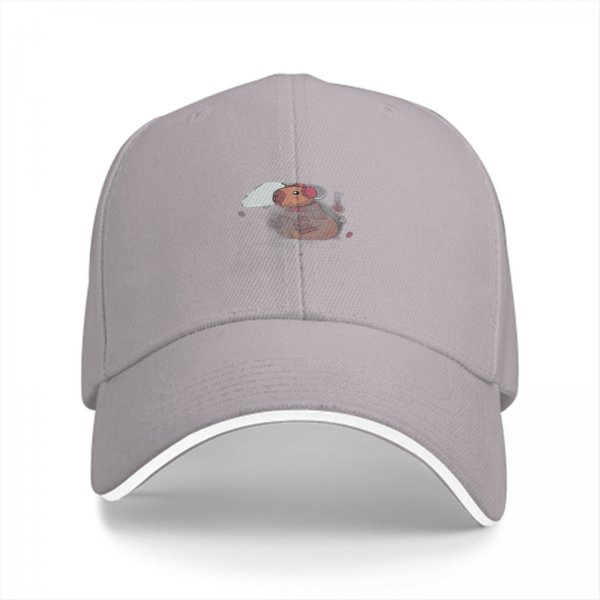Black Baseball Cap With Cute Cartoon Bird Print