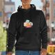 Black Hoodie With Cute Breakfast Food Character Graphic
