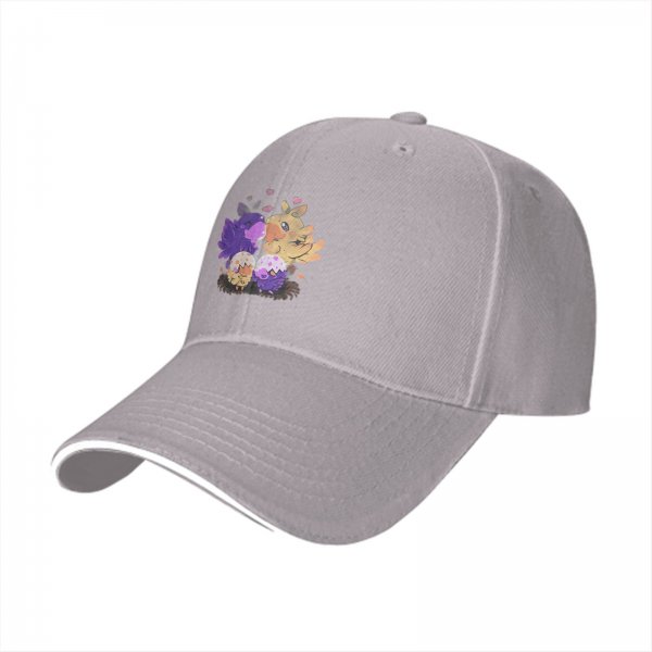 Black baseball cap with cute fantasy bird family illustration