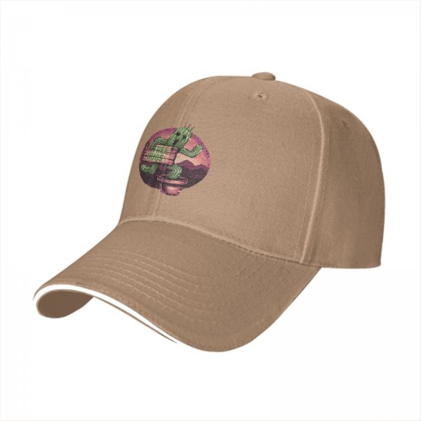Black Baseball Cap With Cactus Free Hugs Desert Print