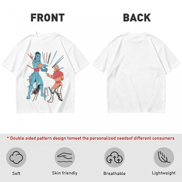 Olive T-shirt with Avatar Na'vi and Aang Pointing Meme Art