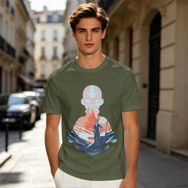 Avatar Aang Silhouette Graphic Tee for Anime Fans