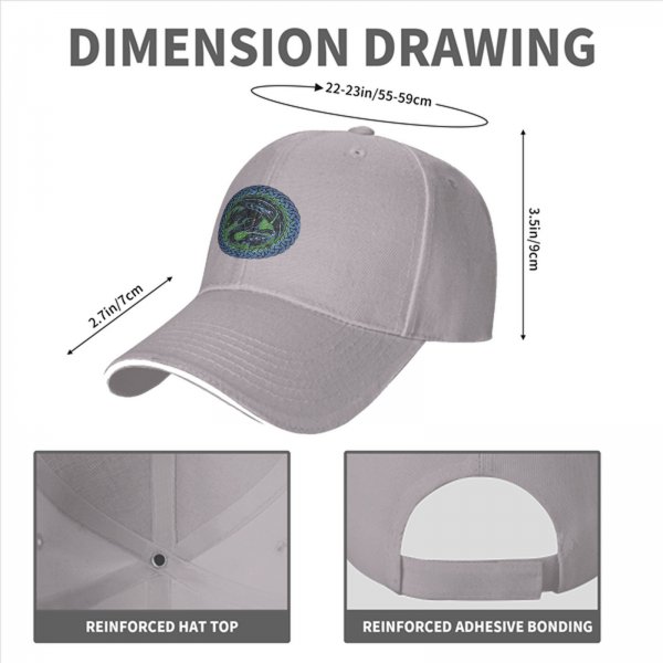 Black Baseball Cap With Celtic Knot Dragon Emblem