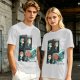 Olive Graphic Tee With Alien Stress Headache Themed Art
