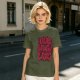 Olive green graphic t-shirt with dark metal style Live Laugh Love print