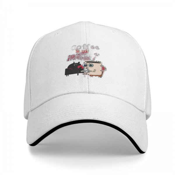 Coffee is my psychotherapist black baseball cap with cartoon print