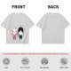 Olive T-Shirt with Chibi Wednesday Addams and Enid Sinclair Print