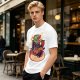 Olive T-Shirt with Cartoon Crocodile Eating Snack Graphic