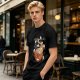 Olive green t-shirt with pumpkin ramen and ghost graphic print