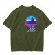 Olive T-shirt with Anor Londo Synthwave Castle Print
