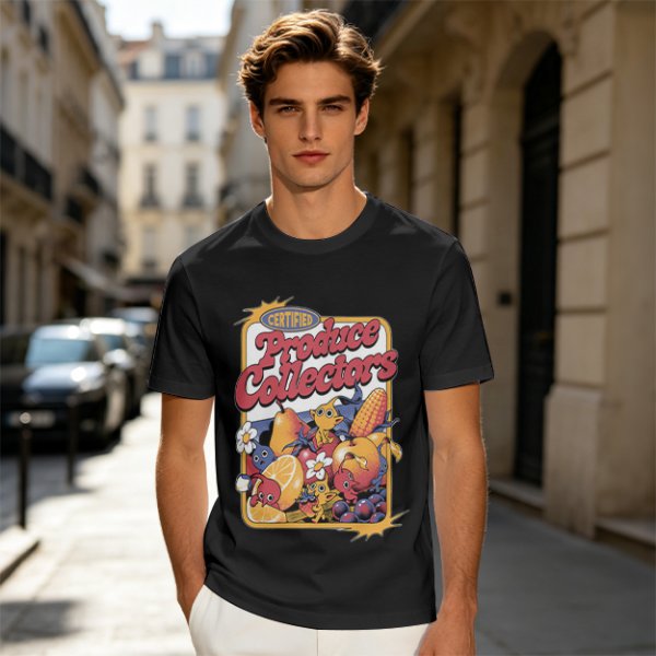 Certified Produce Collectors Graphic T-Shirt with Fruit and Creatures
