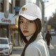Black Baseball Cap With Cute Worried Orange Tabby Cat Graphic