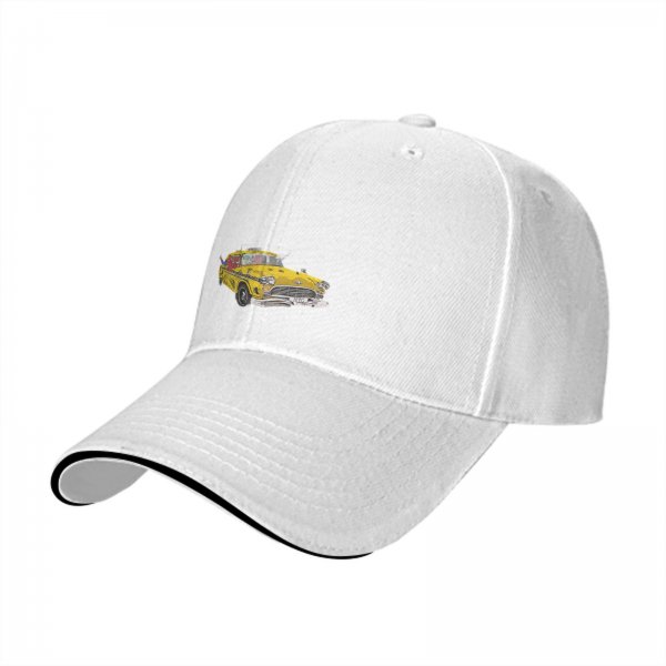 Black Baseball Cap With Vintage Yellow Taxi Print