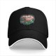 Black baseball cap with forest spirit creature graphic print