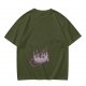 Olive Green T-Shirt With Upside Down Rat Graphic Print
