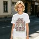 Olive T-Shirt With Whimsical Wizard Cat Garden Door Art