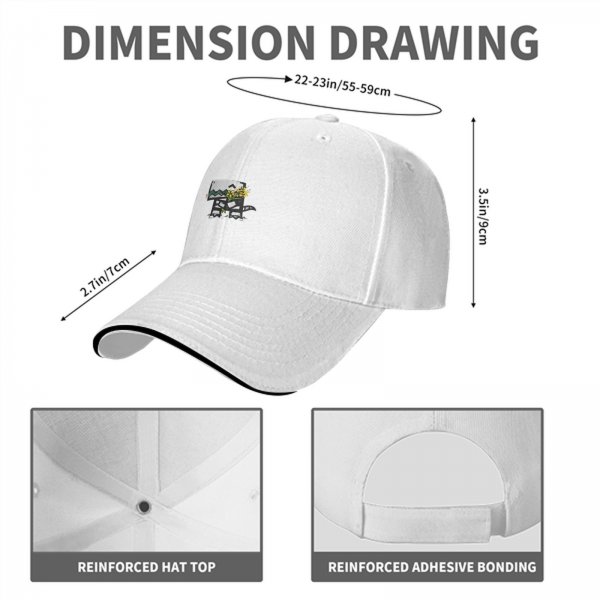 Black baseball cap with cute mushroom and yellow flowers graphic