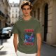Olive Graphic T-Shirt with 'MORE POWER' and Muscular Skeleton Character