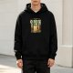 Black hoodie with coffee and retro outdoor graphic print