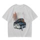 Olive Green Graphic T-Shirt with Classic Dark Car and Orange Text Print