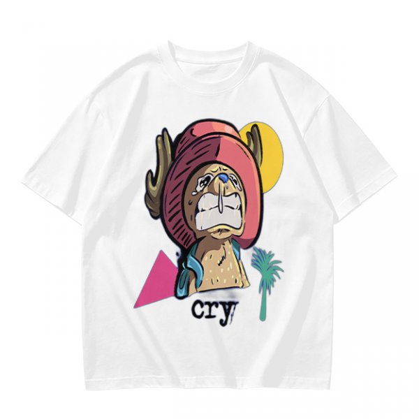 Olive T-shirt with Crying Tony Tony Chopper Graphic Print