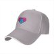Black Baseball Cap With Blue Cat In Pink Heart Graphic