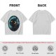 Olive T-Shirt With Black Cat And Crescent Moon Graphic