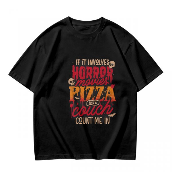 Horror Movies Pizza Couch Count Me In Graphic T-Shirt