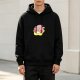 Black hoodie featuring Kirby eating ramen on a yellow star