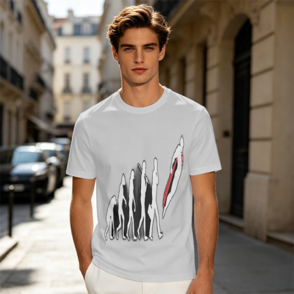 Olive T-Shirt With Evolutionary Human Silhouette Print