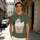 Olive T-Shirt With Cute Chicken In Pi Pot Graphic