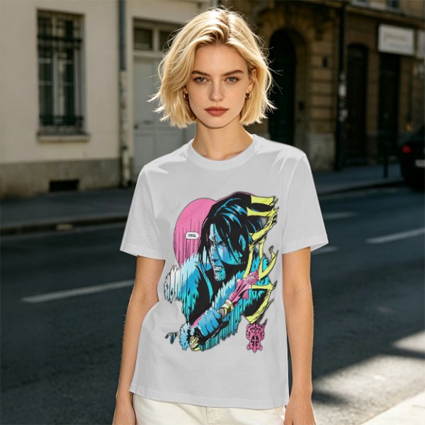 Olive T-shirt with Anime Vampire Hunter Character Graphic
