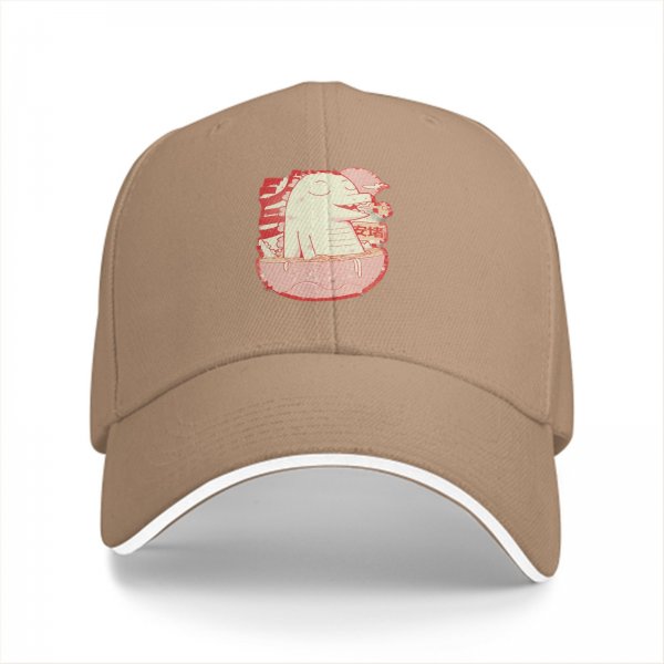 Black Baseball Cap With Cute Dinosaur In Ramen Bowl Graphic