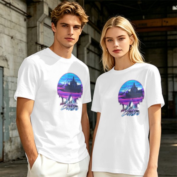 Olive T-shirt with Anor Londo Synthwave Castle Print