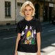 Olive T-Shirt With Halloween Themed Cute Cat Characters Print