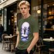 Olive T-Shirt With Moonlit Pirate Ship And Silhouette Figure Print