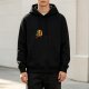Black Hoodie With Cartoon Running Hamburger Graphic