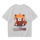 Olive T-Shirt with Cute Red Panda and I Just Don't Care Print